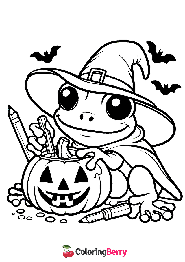 Halloween Frog Coloring Page