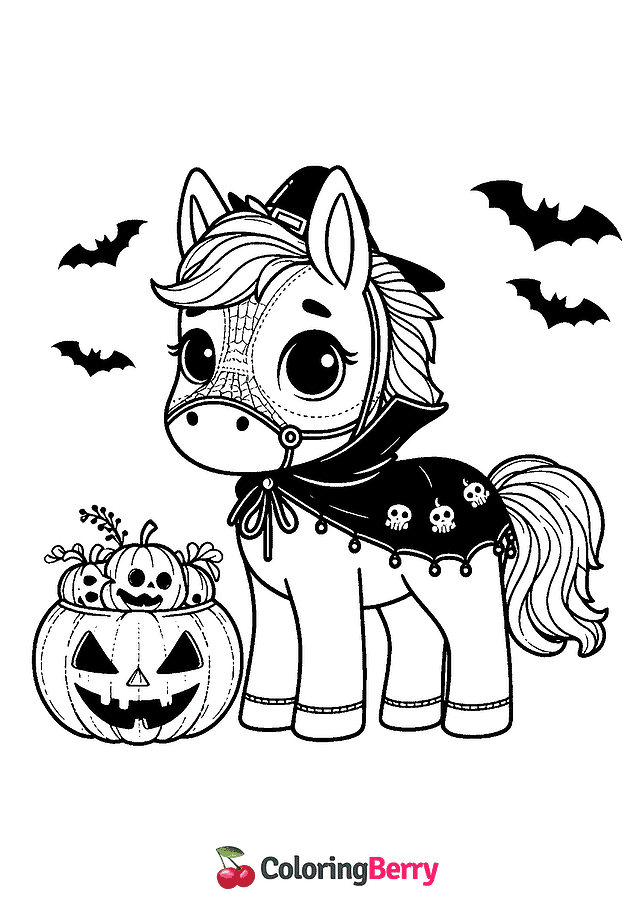 Halloween Horse Coloring Page