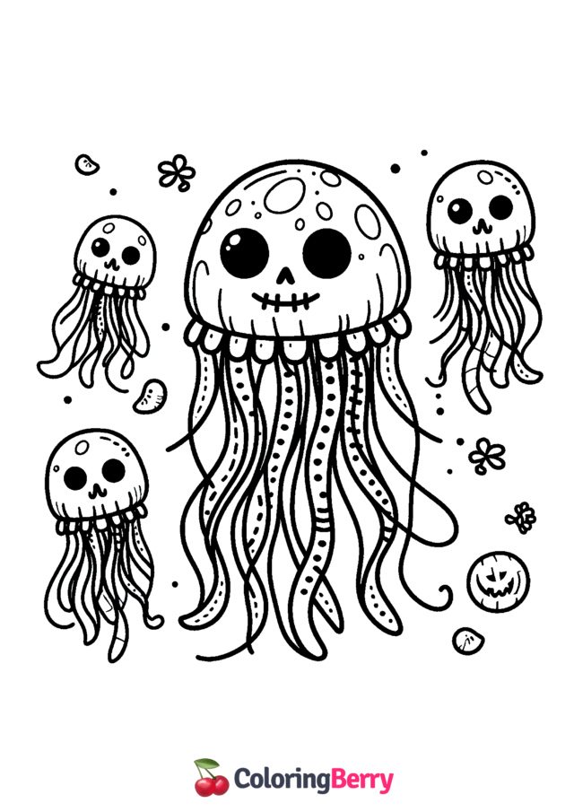 Halloween Jellyfish Coloring Page