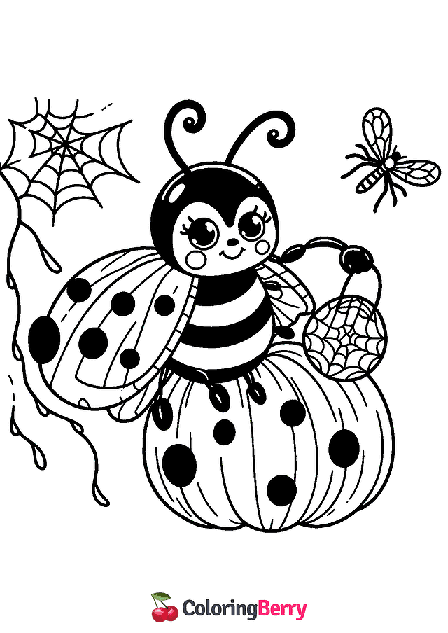 Halloween Ladybug Coloring Page