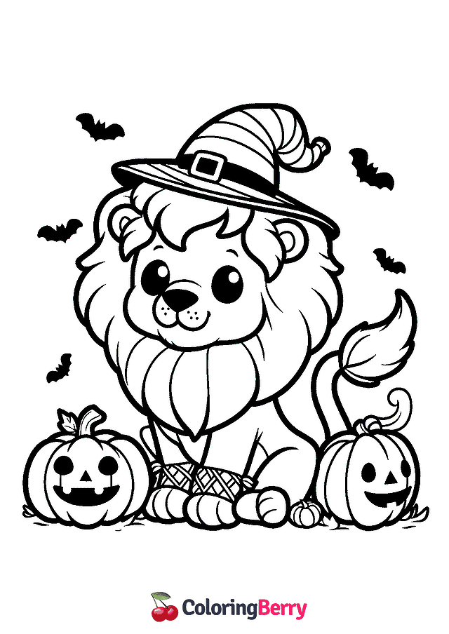 Halloween Lion Coloring Page