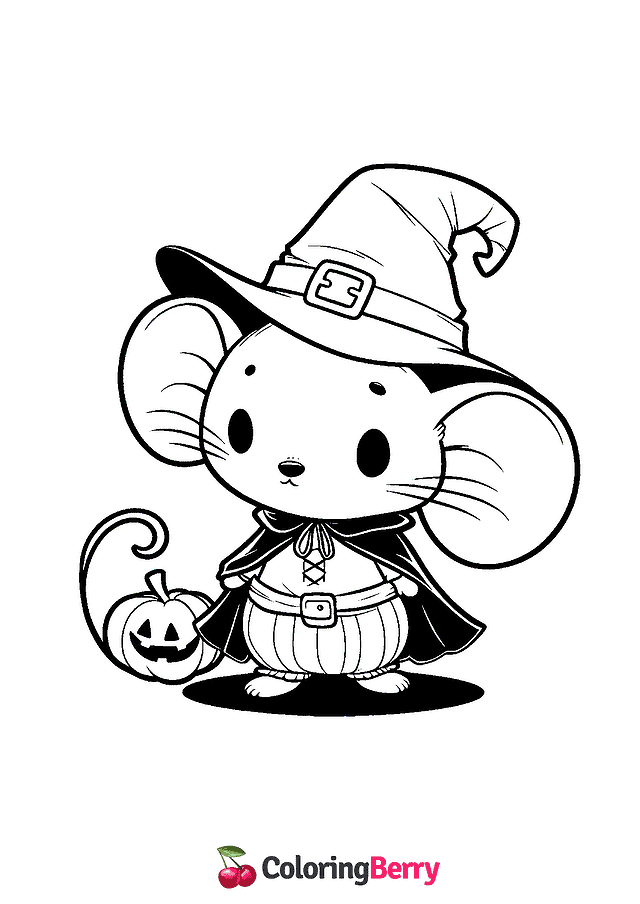 Halloween Mouse Coloring Page