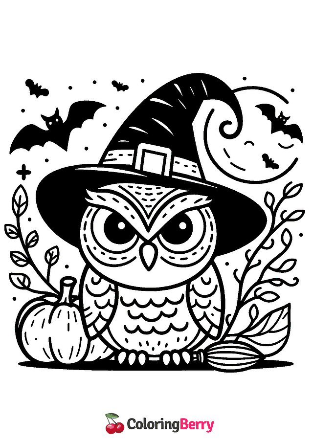 Halloween Owl Coloring Page