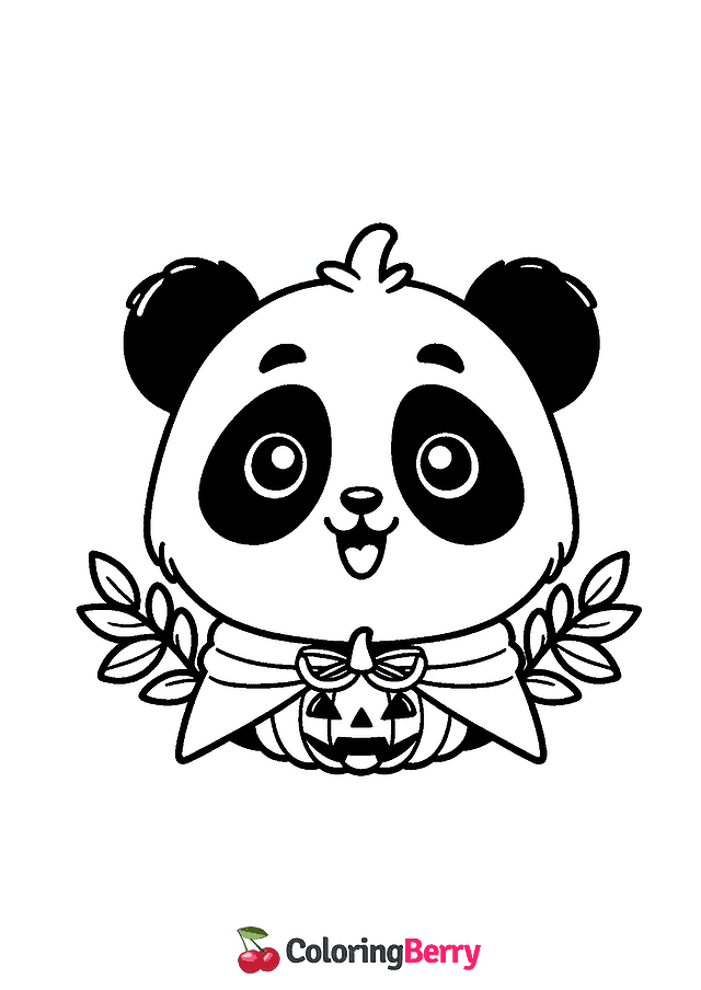 Halloween Panda Coloring Page