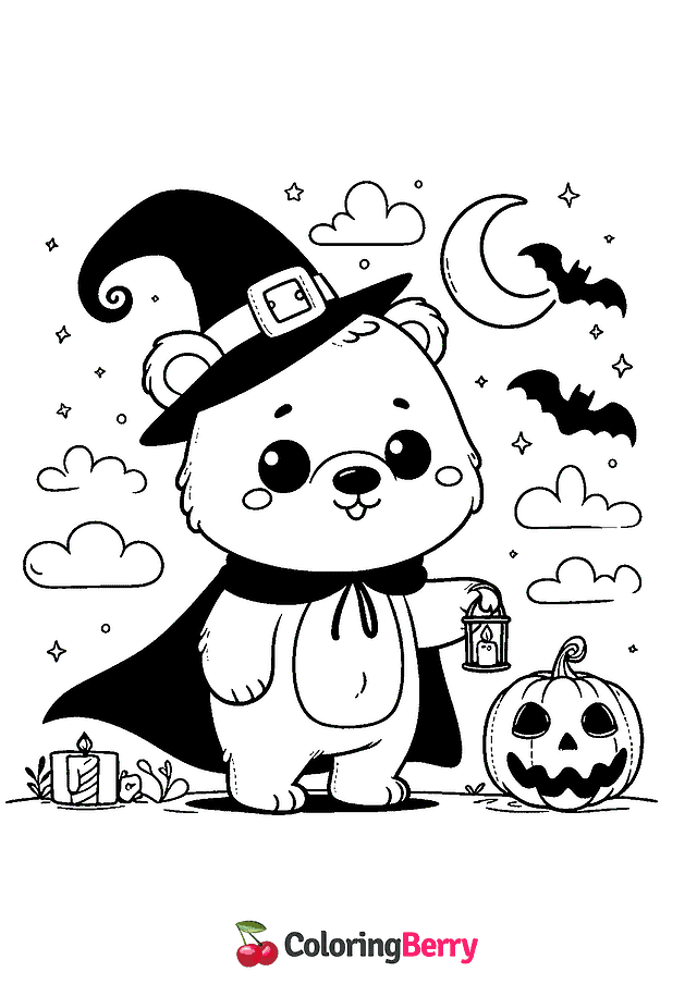 Halloween Polar Bear Coloring Page