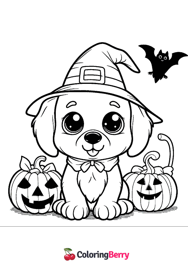 Halloween Puppy Coloring Page