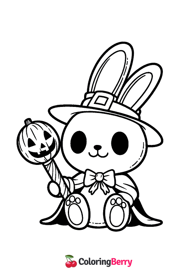 Halloween Rabbit Coloring Page