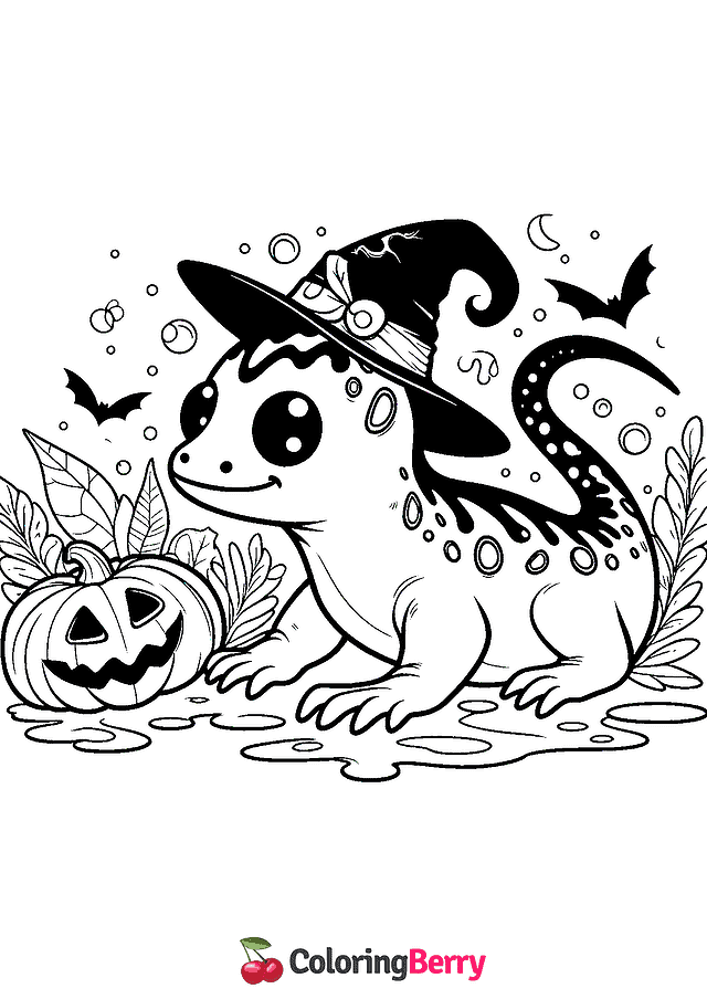 Halloween Salamander Coloring Page