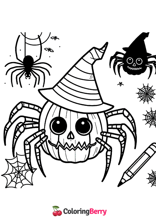 Halloween Spider Coloring Page