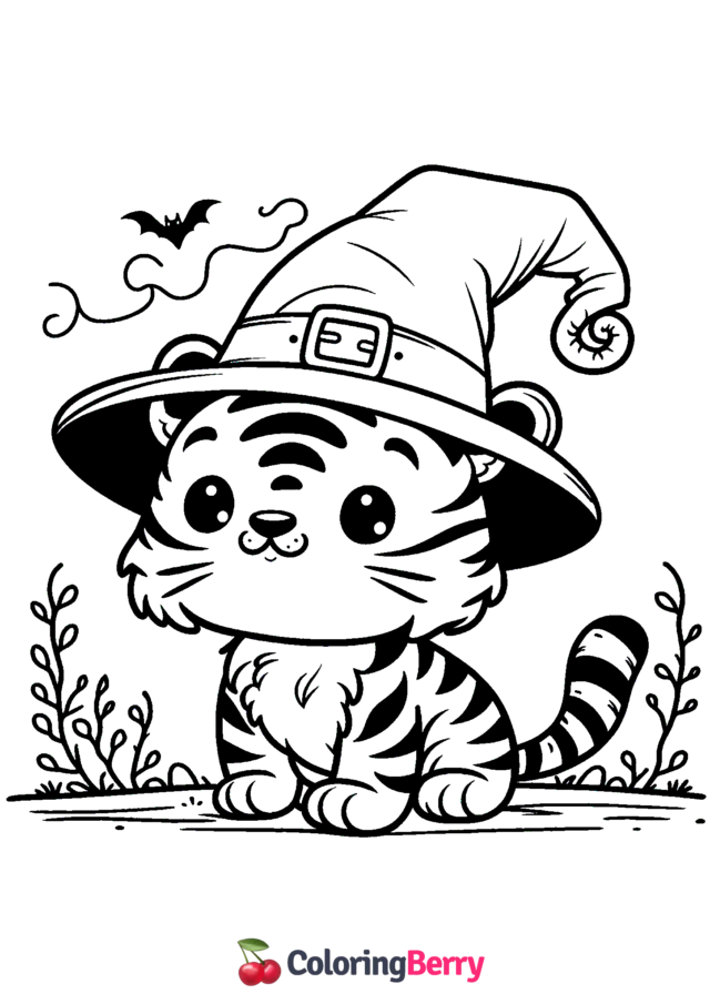 Halloween Tiger Coloring Page