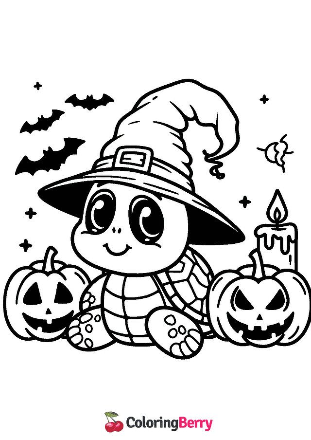 Halloween Turtle Coloring Page