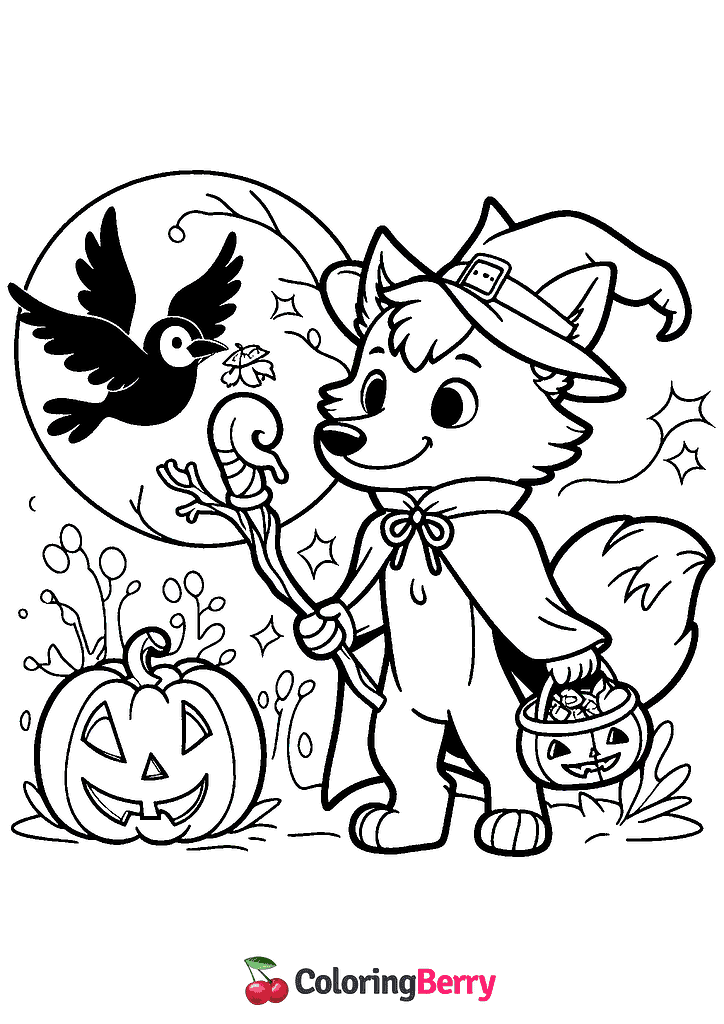 Halloween Wolf Coloring Page (Free PDF Printable)