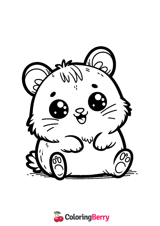 Hamster Kitty Coloring Page