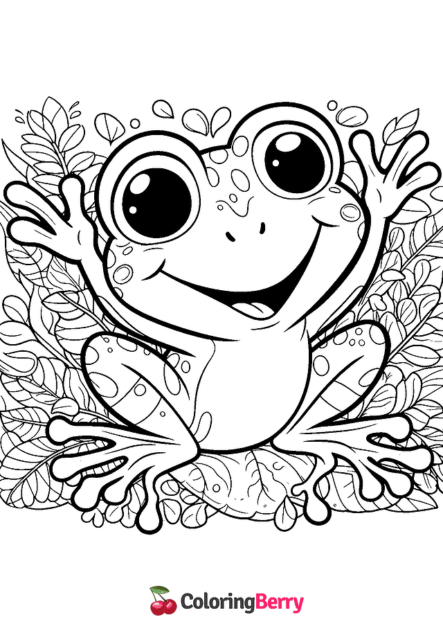 Happy Frog Coloring Page