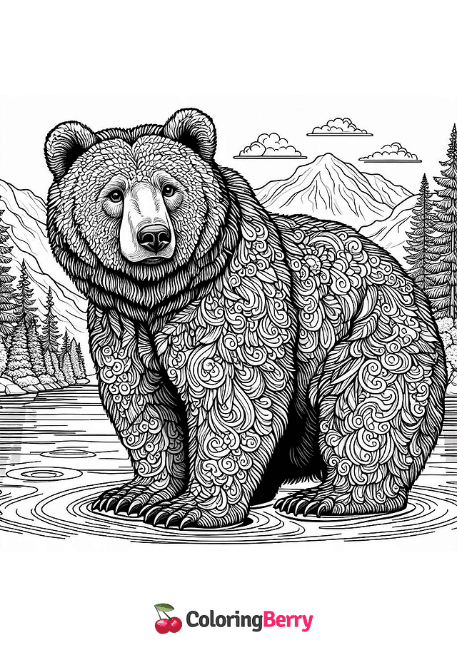 Hard Bear Coloring Page