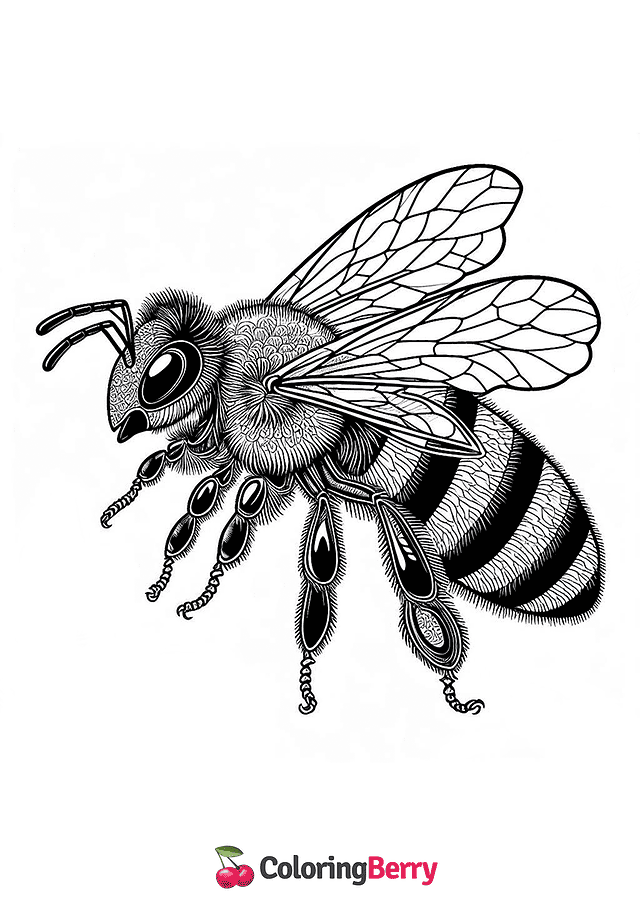 Hard Bee Coloring Page