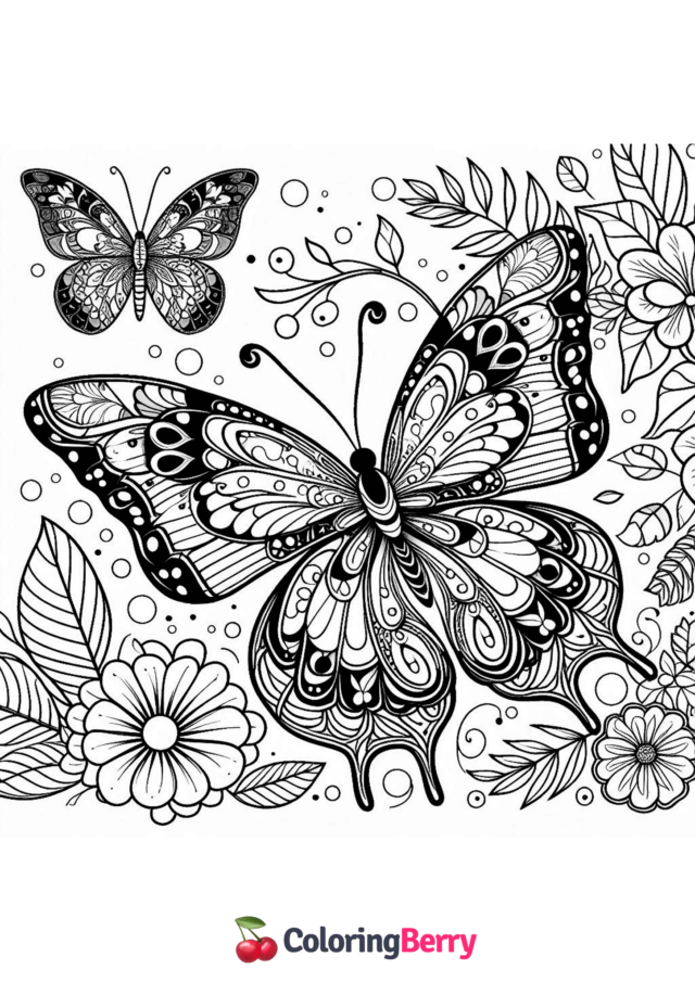 Hard Butterfly Coloring Page