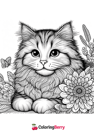 Hard Cat Coloring Page