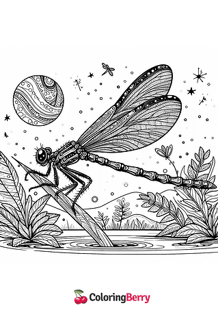 Hard Dragonfly Coloring Page