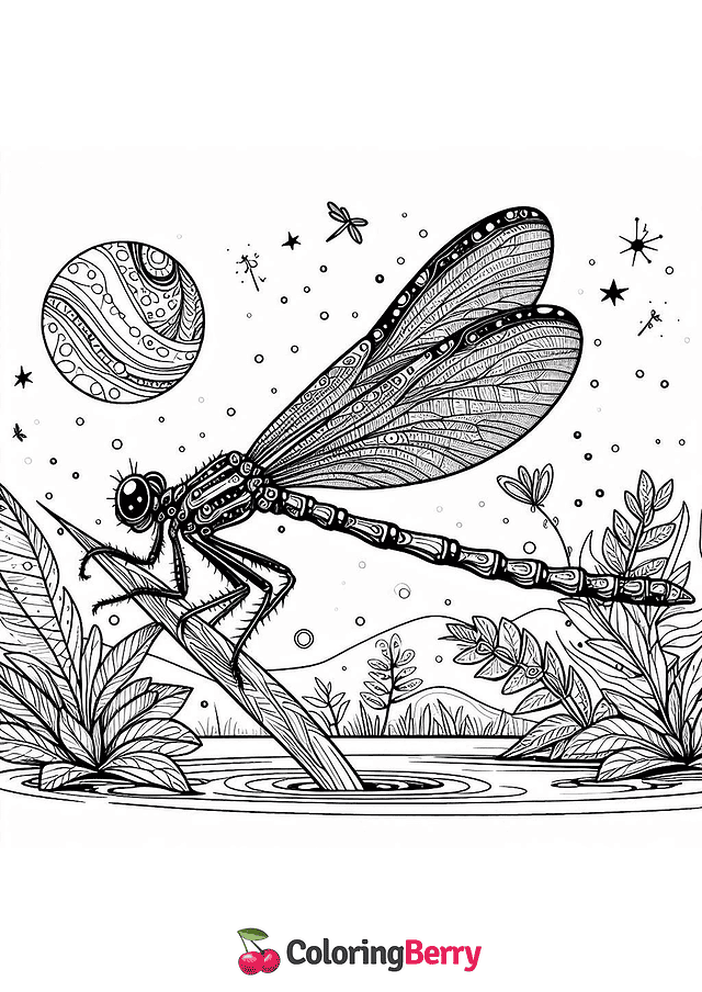 Hard Dragonfly Coloring Page