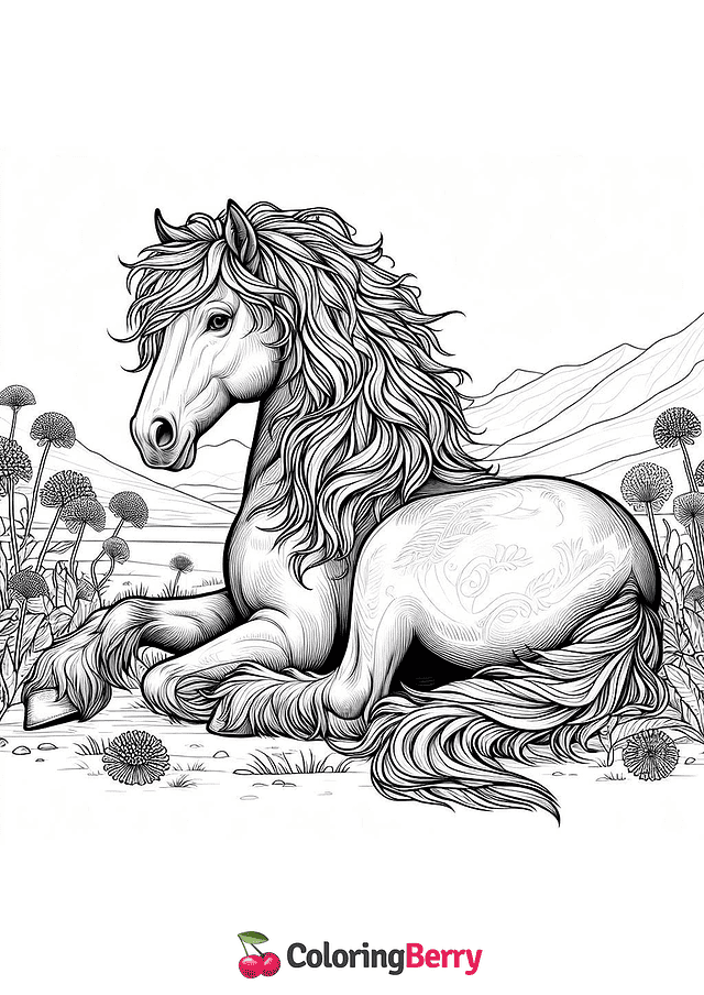 Hard Horse Coloring Page