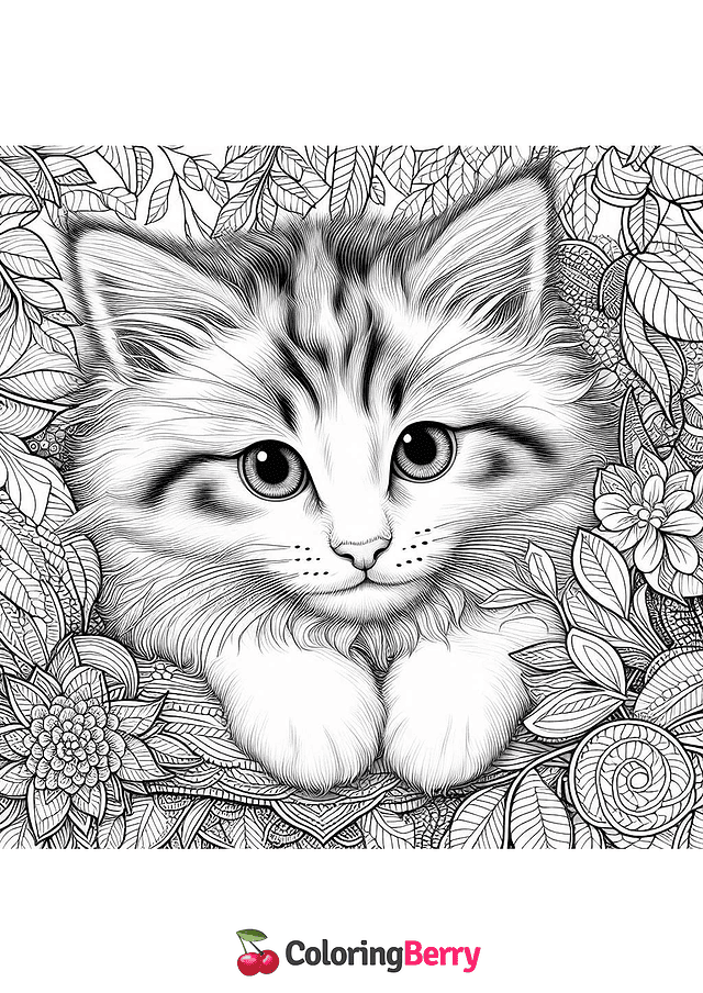 Hard Kitty Coloring Page