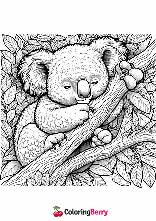 Hard Koala Coloring Page