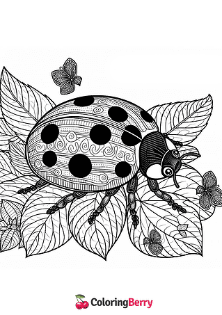 Hard Ladybug Coloring Page