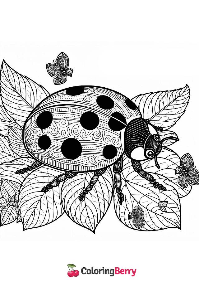 Hard Ladybug Coloring Page