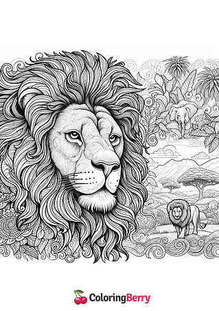 Hard Lion Coloring Page