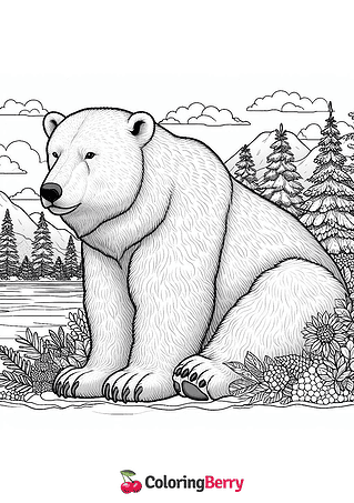 Hard Polar Bear Coloring Page