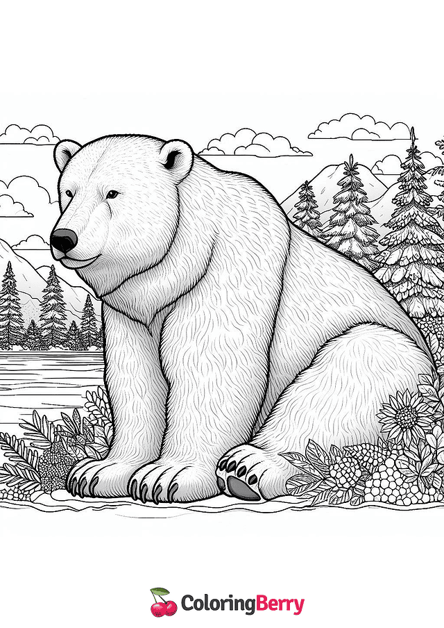 Hard Polar Bear Coloring Page