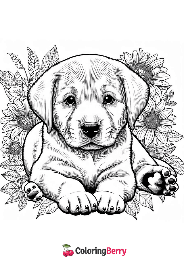 Hard Puppy Coloring Page