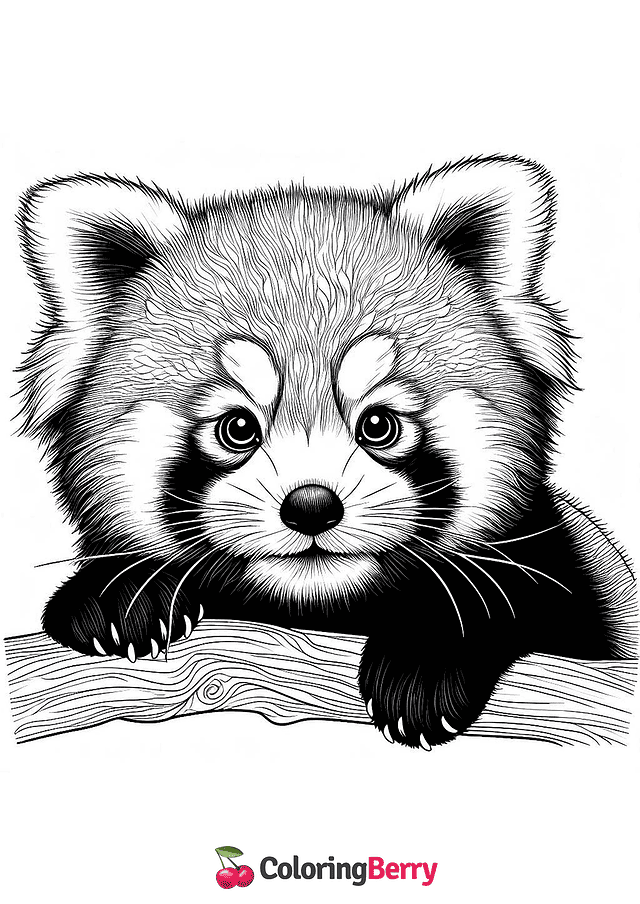 Hard Red Panda Coloring Page