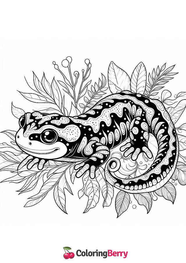 Hard Salamander Coloring Page