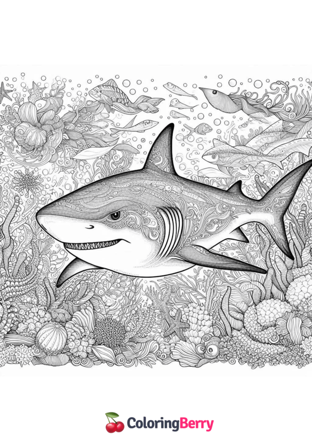 Hard Shark Coloring Page