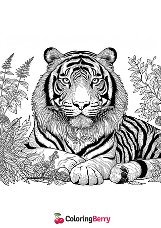 Hard Tiger Coloring Page