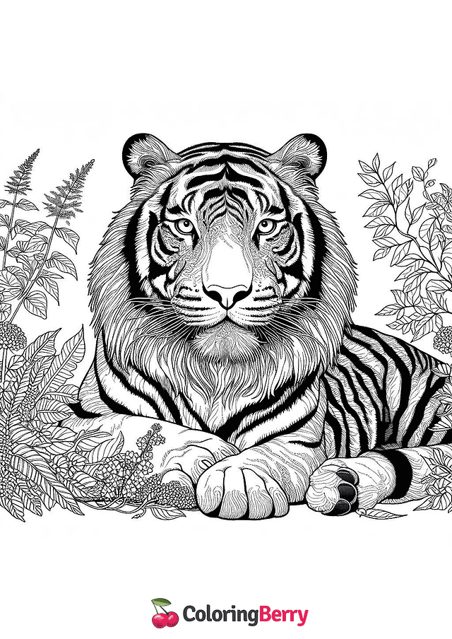 Hard Tiger Coloring Page