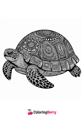 Hard Turtle Coloring Page