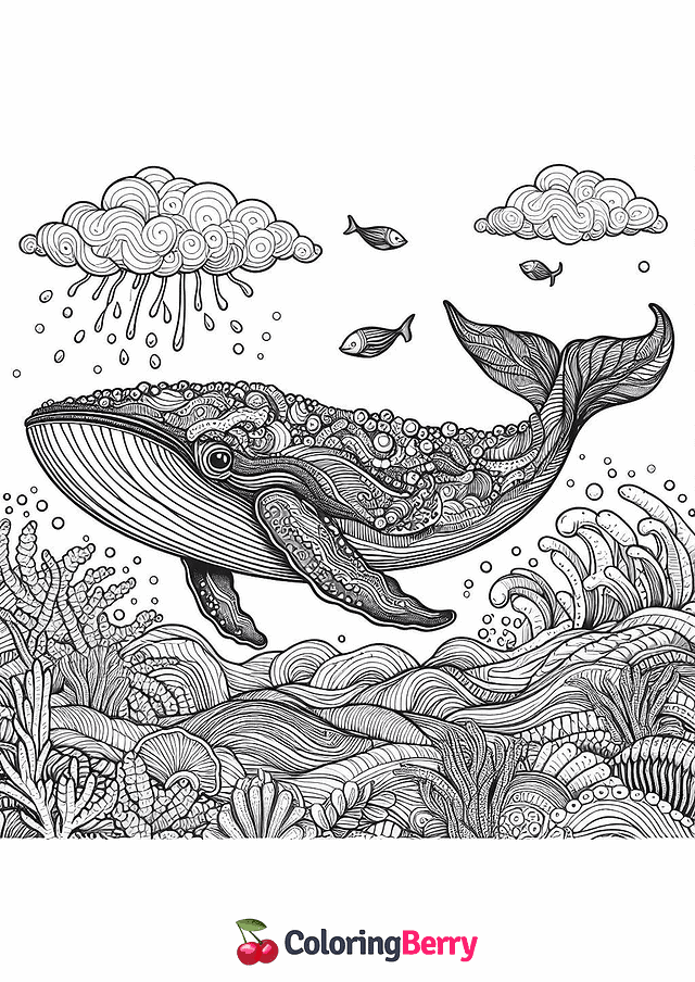 Hard Whale Coloring Page