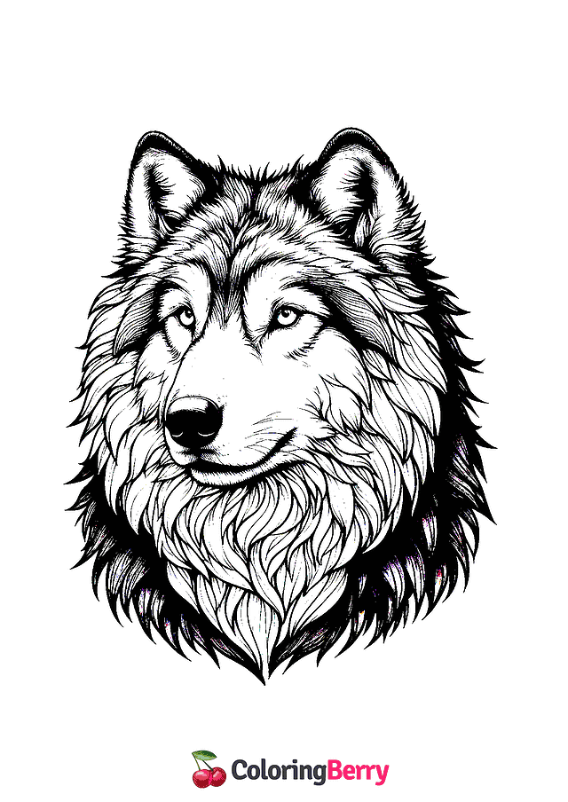 Hard Wolf Coloring Page