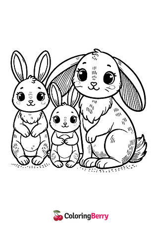 Hare Family Coloring Page