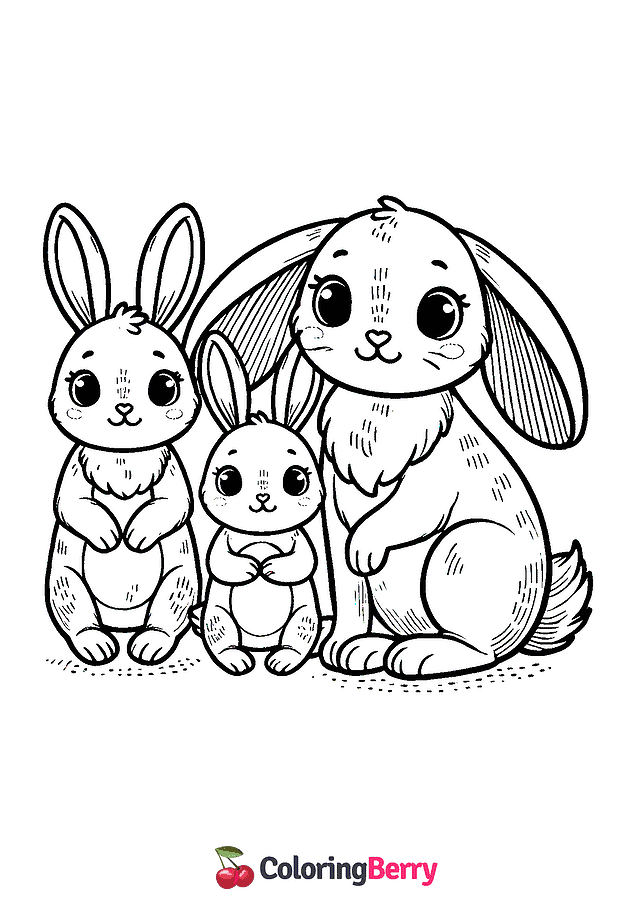 Hare Family Coloring Page