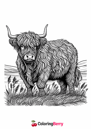 Highland Cow Coloring Page