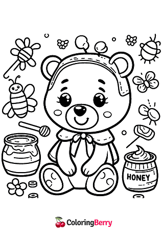 Honey Bear Coloring Page