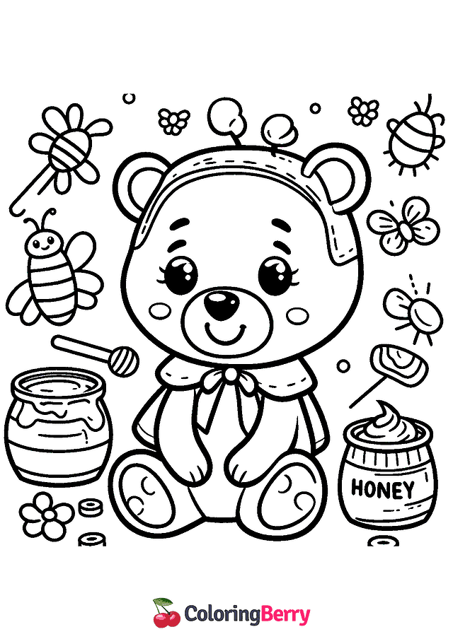 Honey Bear Coloring Page