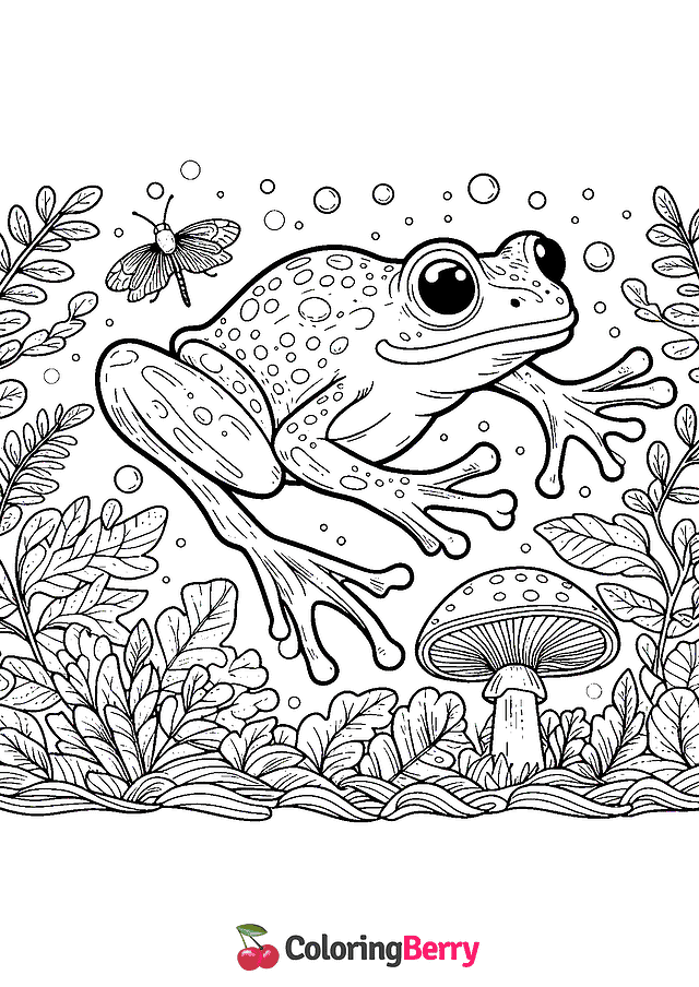 Hopping Frog Coloring Page