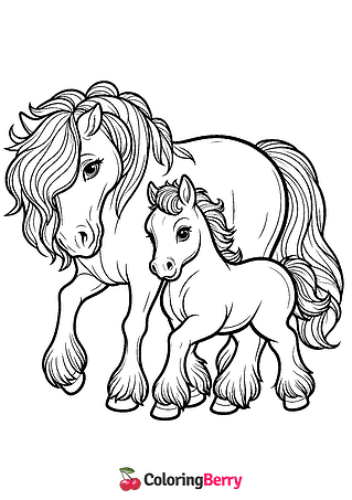 Horse and Foal Coloring Page