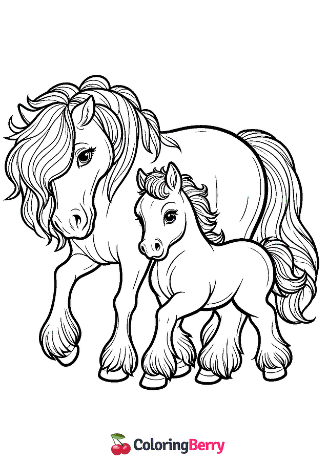 Horse and Foal Coloring Page