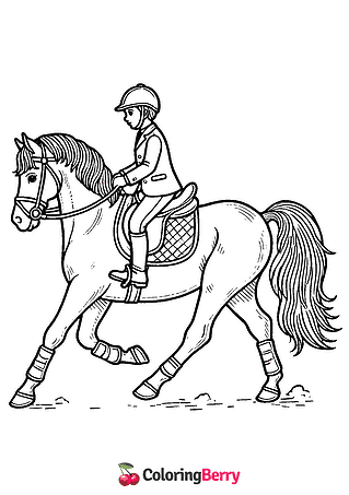 Horse and Rider Coloring Page